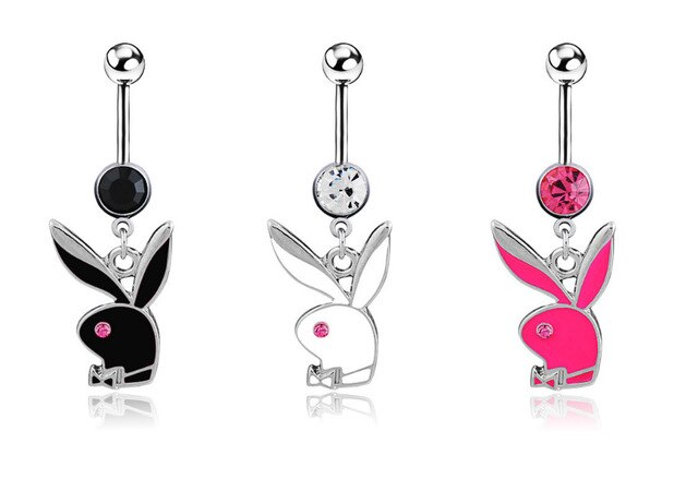 Piercing para ombligo con diseño de conejo, joyería para danza del vientre