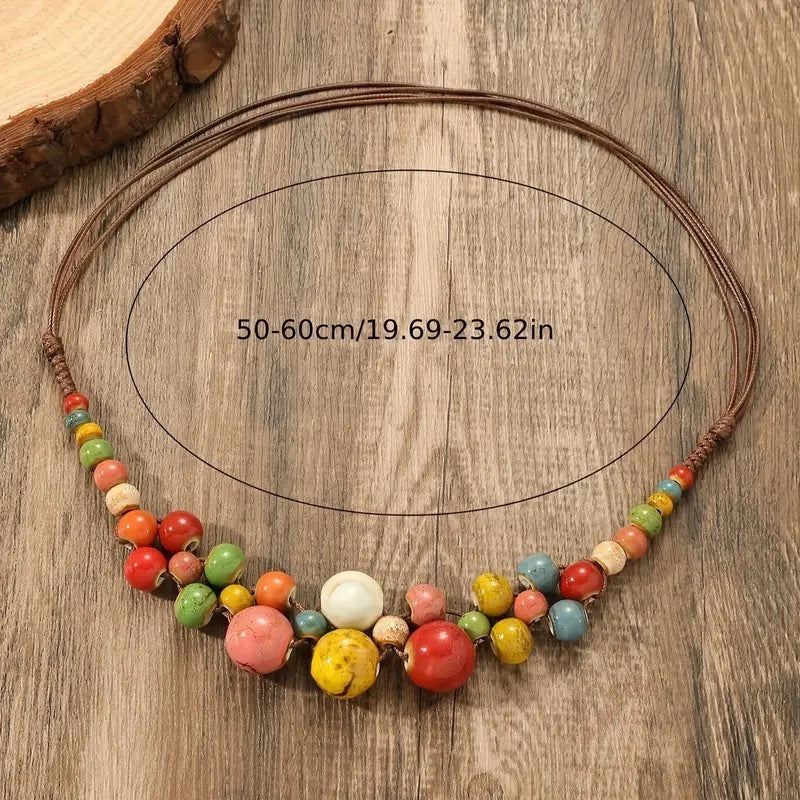 Damen Nischendesign Mode Ethno-Stil Perlen Bunte Halskette