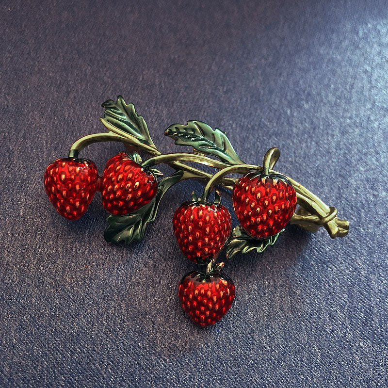 Broche Femenino Fresa Flor Dulce y Encantador