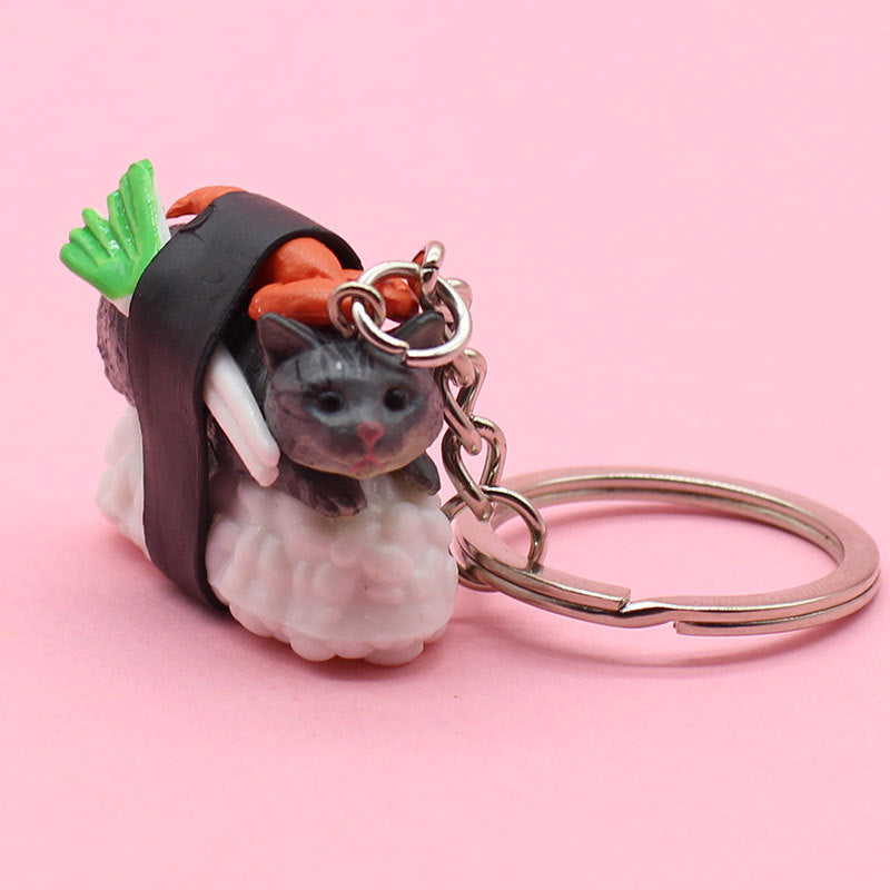 Lindo Colgante de Ropa de Bolsa de Gato de Sushi