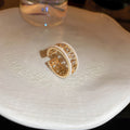 Anillo de Perlas de Circonita Calado Cuadrado Abierto Estilo Europeo y Americano Joyería Femenina