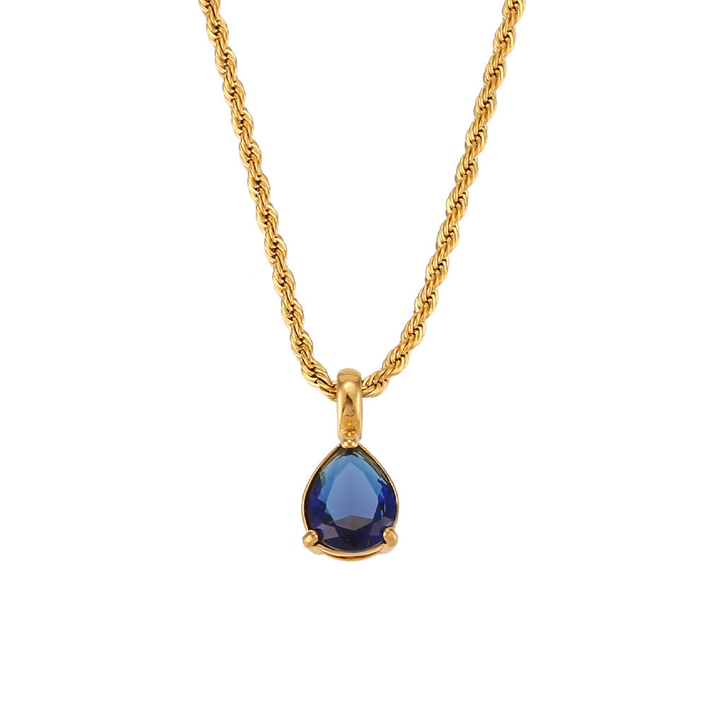 Ins Fashion Retro Stainless Steel Niche Drop Diamond Necklace
