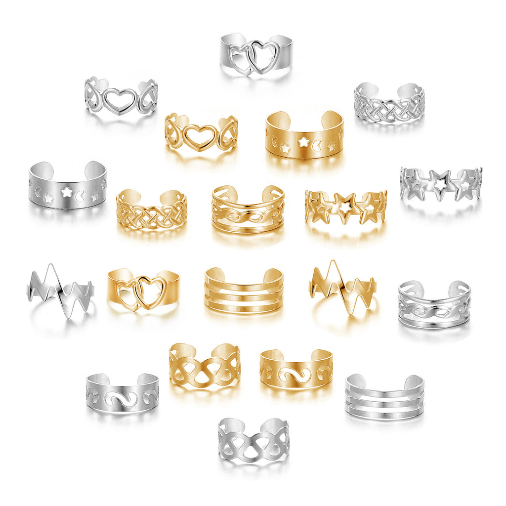 Legierung Stern Mond Zehenring 10-teiliges Set