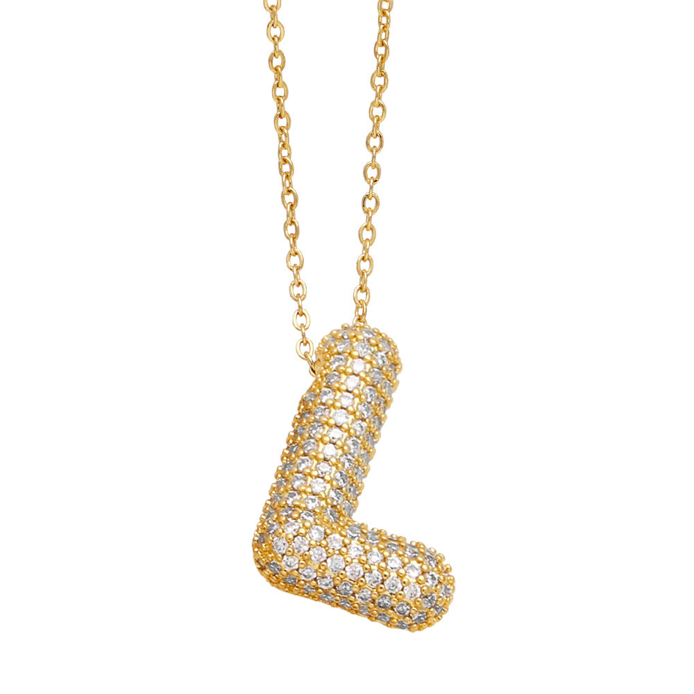 Collar con 26 letras inglesas para mujer con circonitas incrustadas
