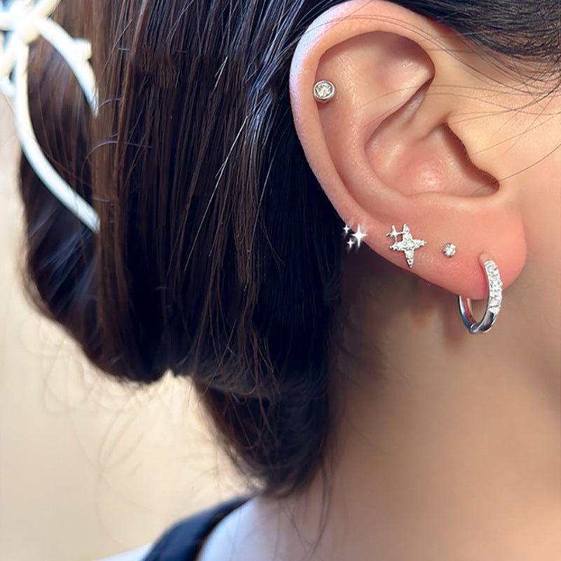 Geometrischer Strass-Zirkonia-Ohrenclip für Damen, schlicht