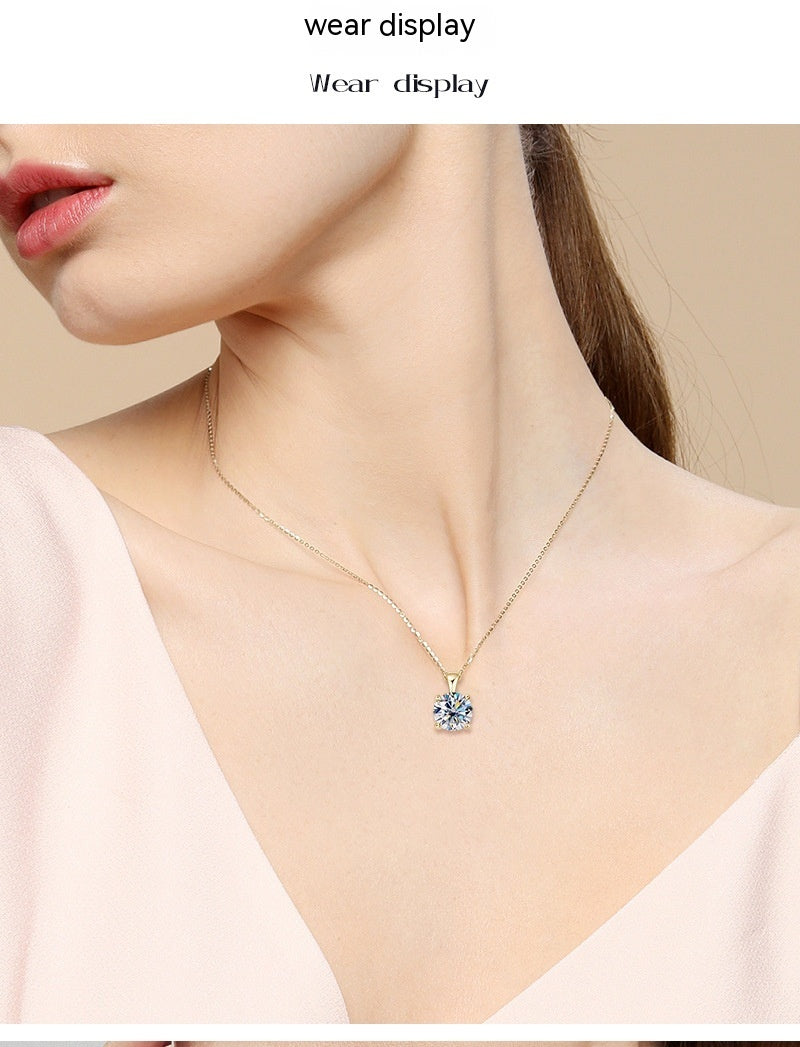 Klassische vierzackige Diamantkette, hochwertig 925 versilbert, 18 Karat vergoldeter Anhänger