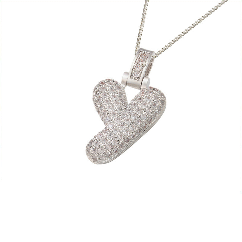 Schlüsselbeinkette Kupfer Mikro-intarsierte Zirkon 26 Buchstaben-Anhänger-Halskette für Frauen Geburtstag Schmuck Geschenke