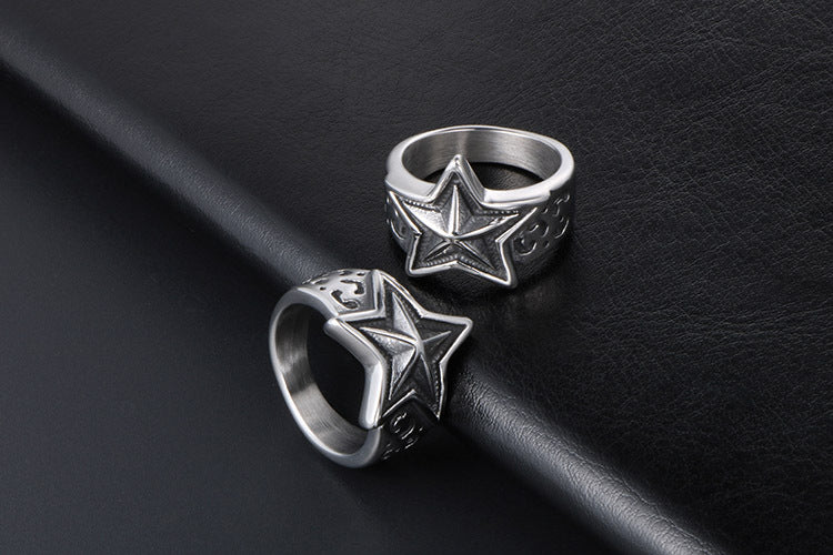 Edelstahlring Herren und Damen Stern-Schmuck