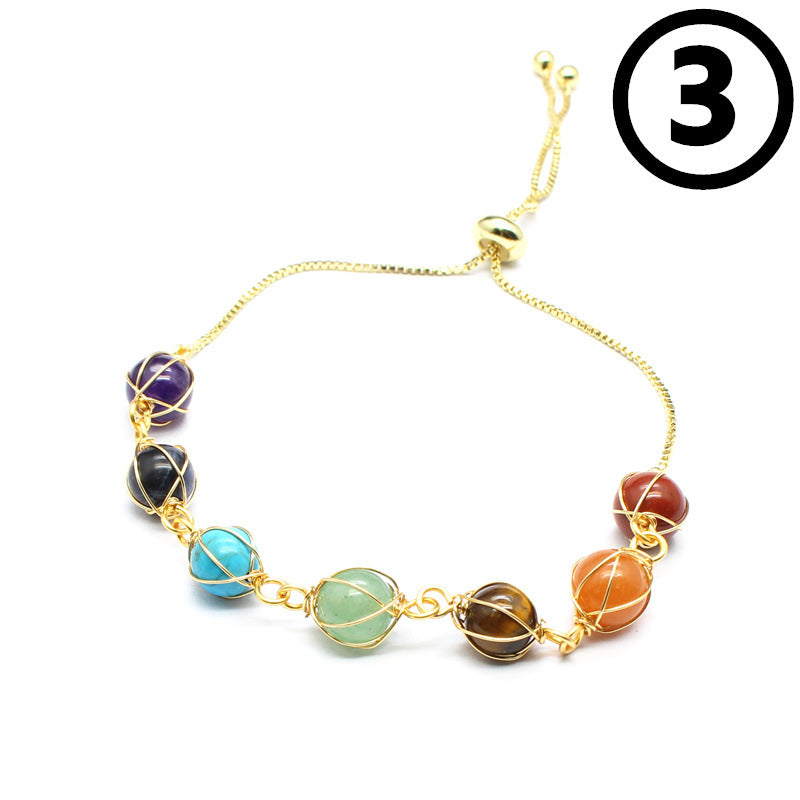 Women's Natural Stone Hand Weaving Bracelet