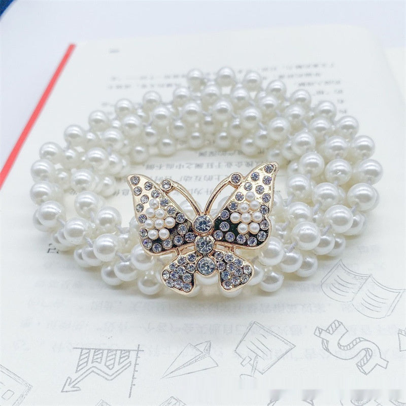 Joyería de moda para mujer, cadena de cintura con perlas blancas