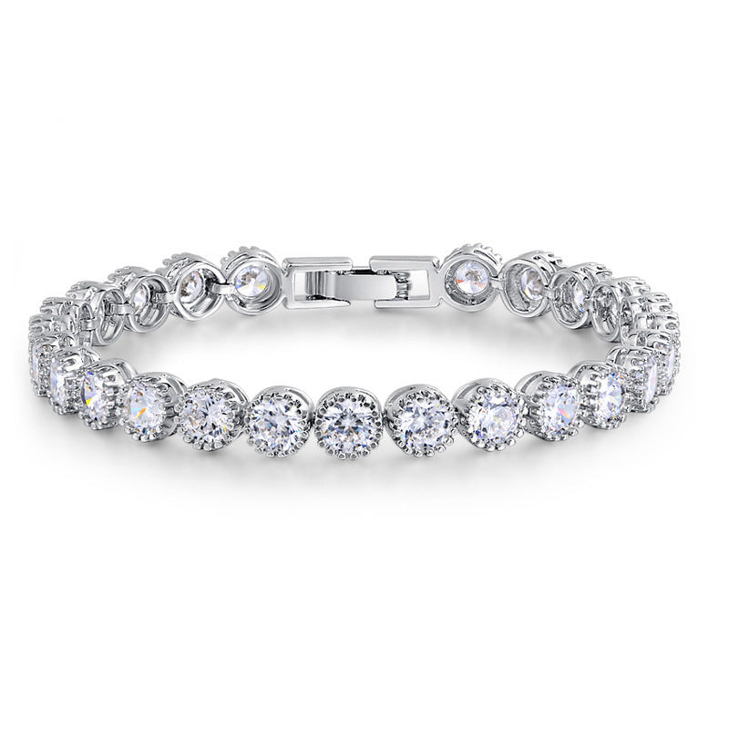 Simple Stylish Round Zircon White Adjustable Bracelet