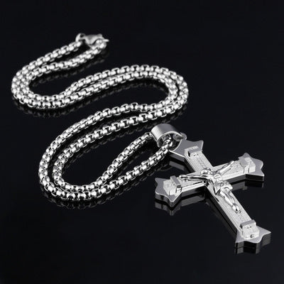 Kreuz Christus Jesus Anhänger Halskette Edelstahl
