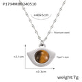 Vintage Natural Tiger-Eye Stone Necklace With Fish Mouth Design Fashion Pendant Clavicle Chain Women's Jewelry