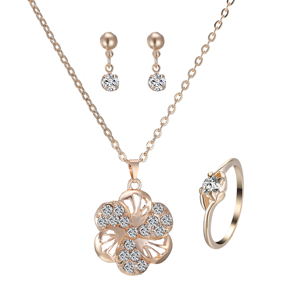 Herzanhänger-Schmuckset mit Strasssteinen