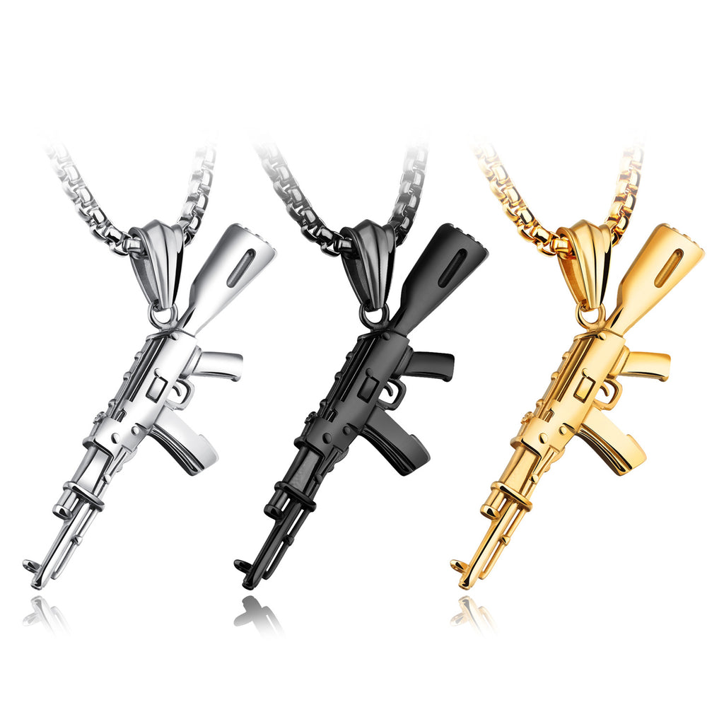 Herren AK47 Titanstahl Street Hip-Hop Dominante Edelstahl-Gewehrkette