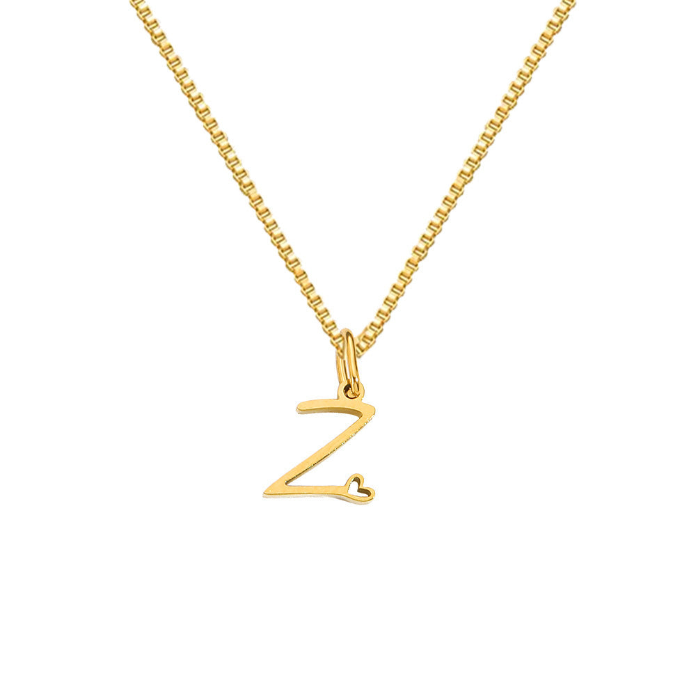 26 Love Letters Titanium Steel Pendants Necklace