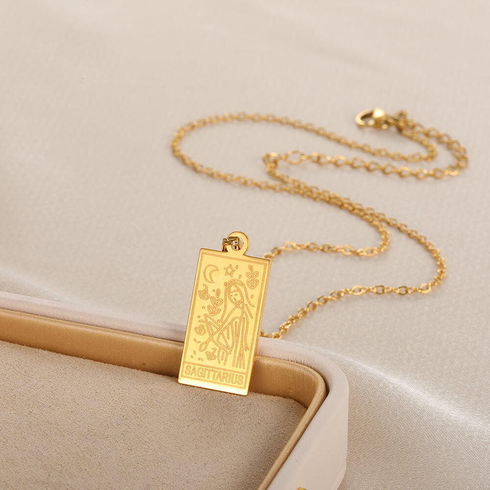 Stainless Steel Constellation Square Constellation Tag Scorpio Couple Necklace