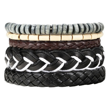 Pulseras y brazaletes de cuero con cuentas de moda