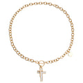 Punk Double Cross White Shell Pendant Necklace