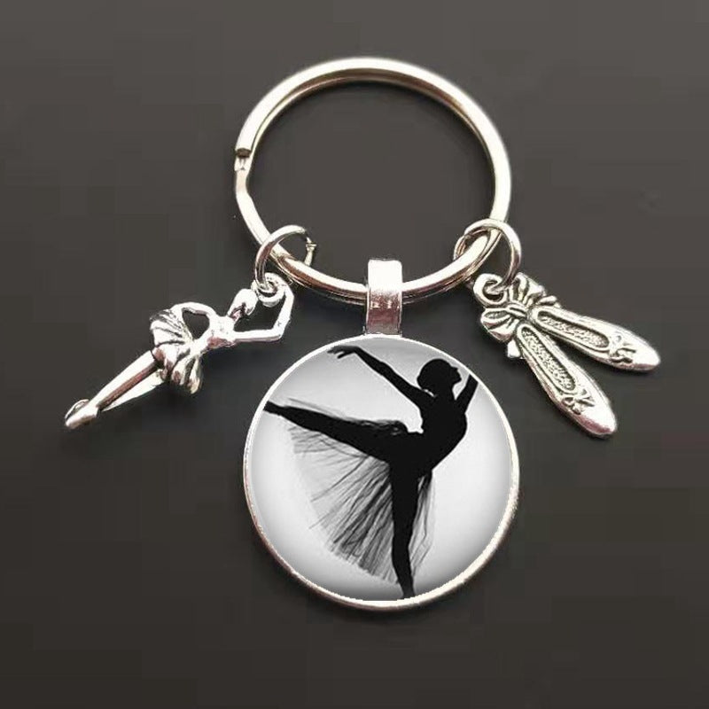 Llavero de cristal con dije de ballet de moda