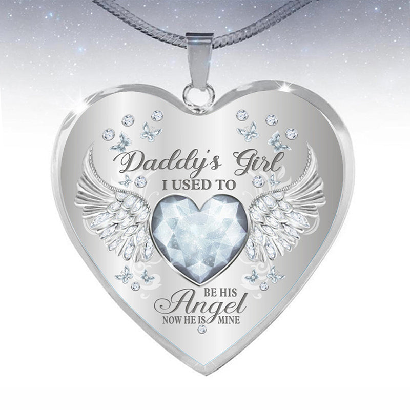 Collar de epoxy con colgante de corazón y alas de ángel con piedra de nacimiento de 12 colores