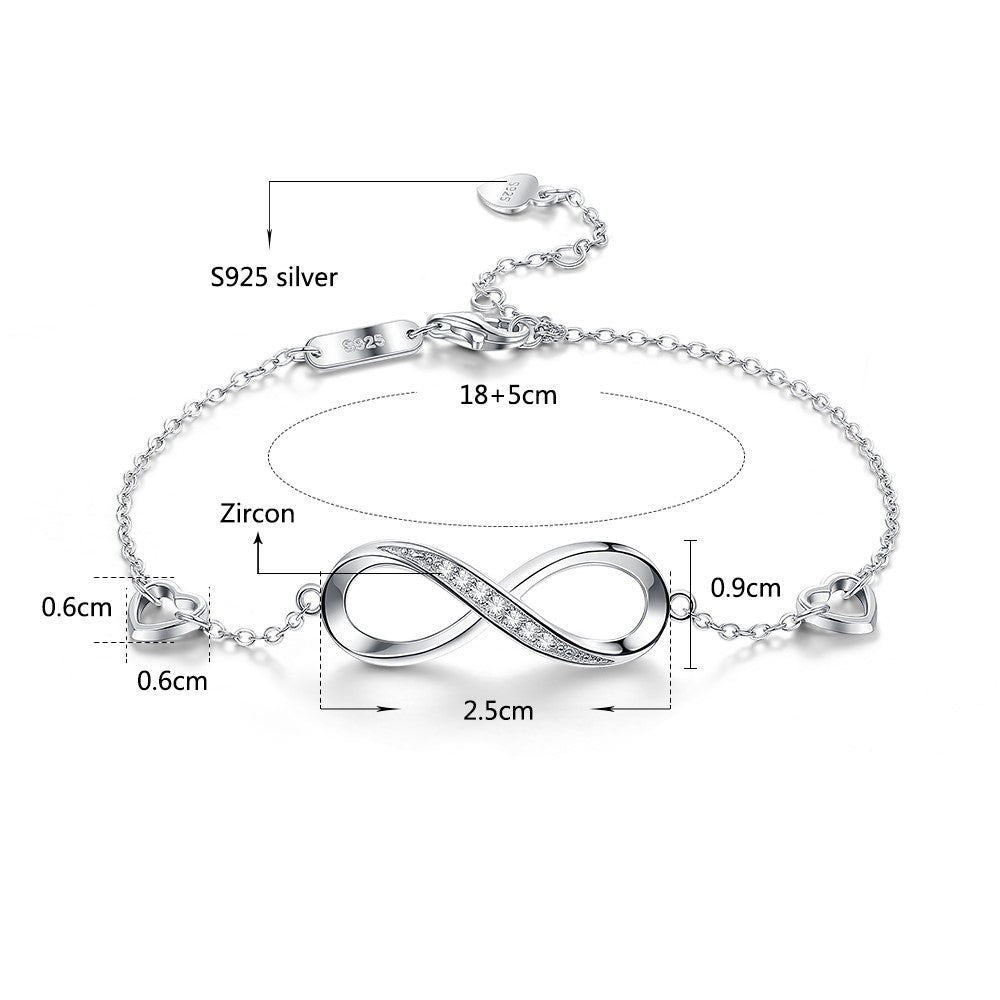 Armband aus Sterlingsilber, 8 Armband, weiblicher Silberschmuck