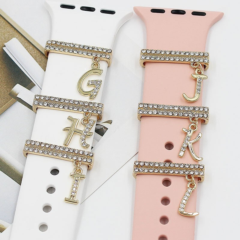 Suitable For Smart Watch Silicone Strap 38mm42mm Letter Decoration Ring