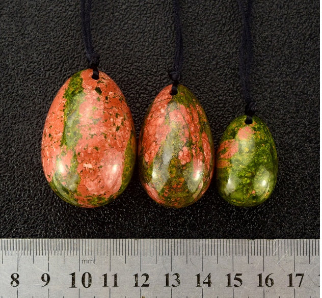 Drilled Natural Unakite Yoni Egg Pelvic Kegel Exercise Jade Egg Tightening Vaginal Muscle Jade Ben Wa Ball Massage Stone Body