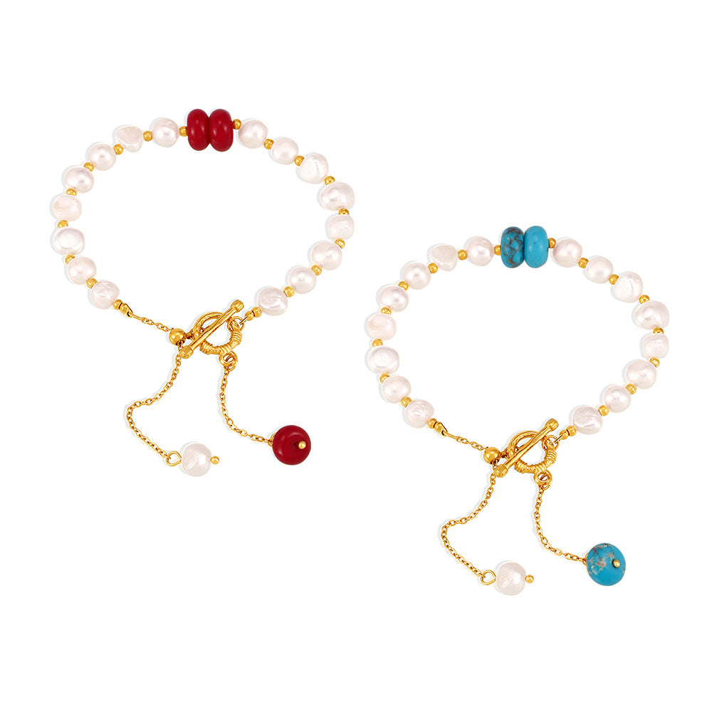 Pulsera de perlas de agua dulce para mujer, estilo versátil para el día a día