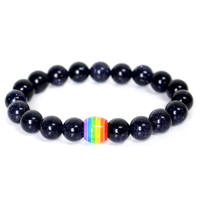 Regenbogen Perlenarmband Stolz Naturstein Strang Paar Armbänder