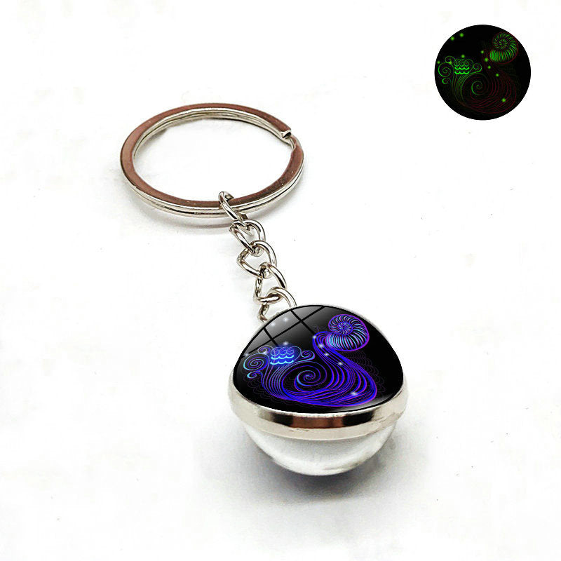Zodiac Luminous Glass Ball Key Chain