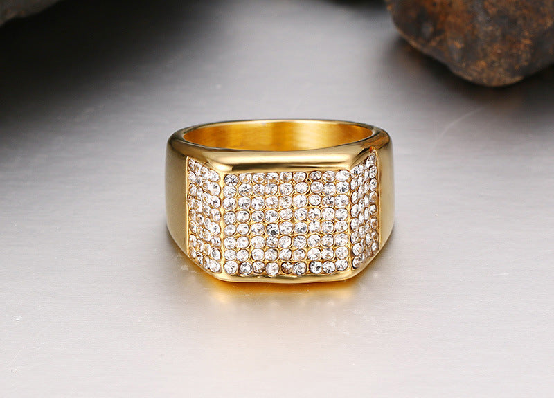 Anillo de hombre de acero de titanio con diamante