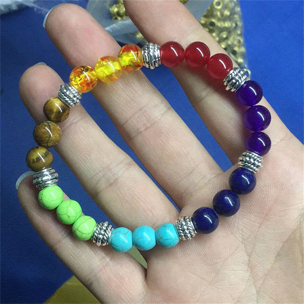 Pulsera de Ágata con Cuentas de Piedra Volcánica