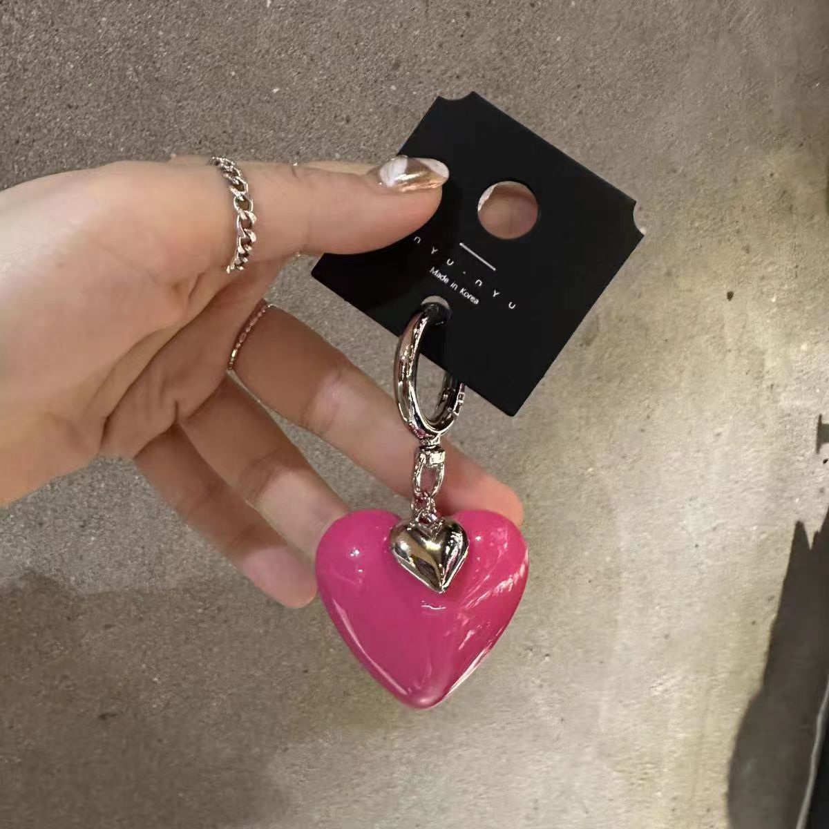 Llavero de corazón de partícula grande, colgante de paquete