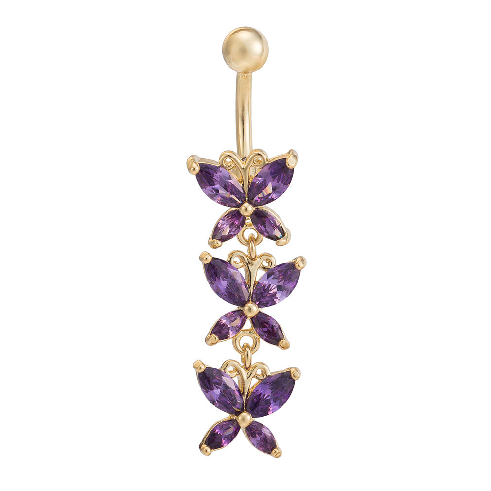 Pendiente de ombligo de acero con forma de mariposa, accesorios populares para el ombligo de mujer