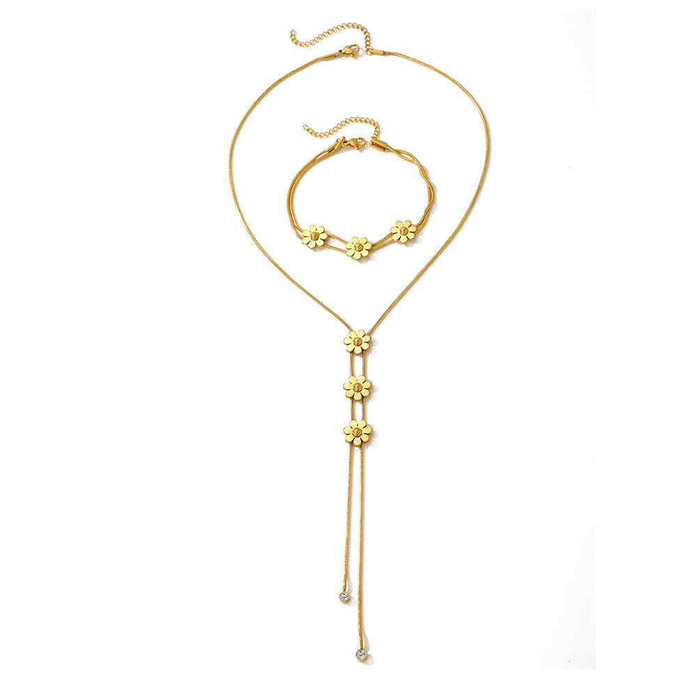Three-dimensional Lock Snake Necklace Two-piece Set