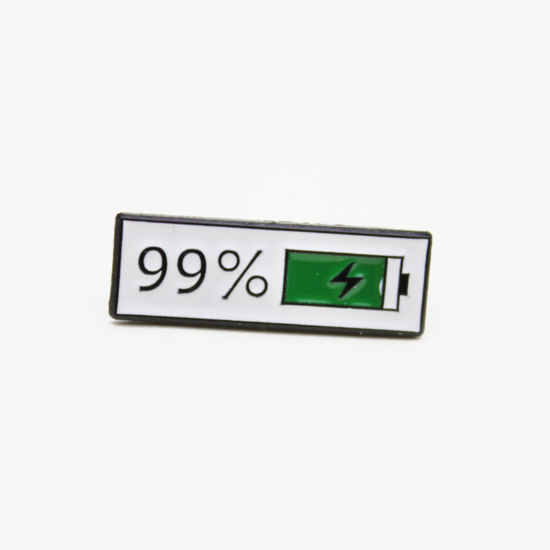 Broche de goteo de aceite creativo con indicador de uso de batería de teléfono móvil, insignia para bolso vaquero, todo a juego