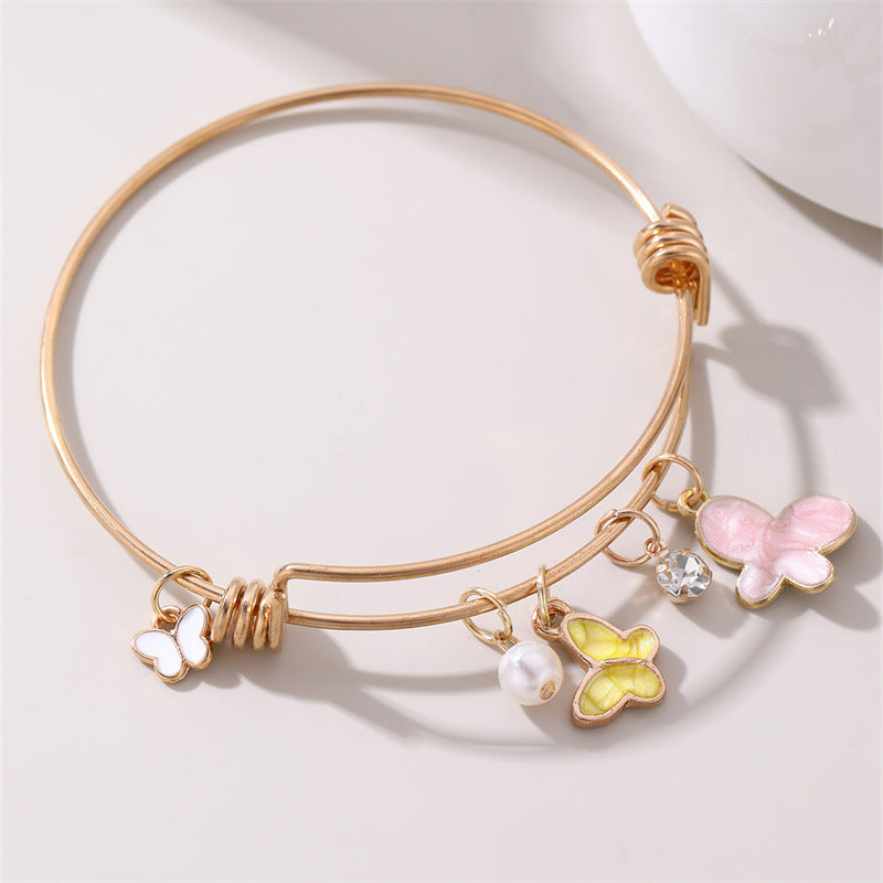Öltropfen Schmetterling Kleine Blume Armband Schlicht