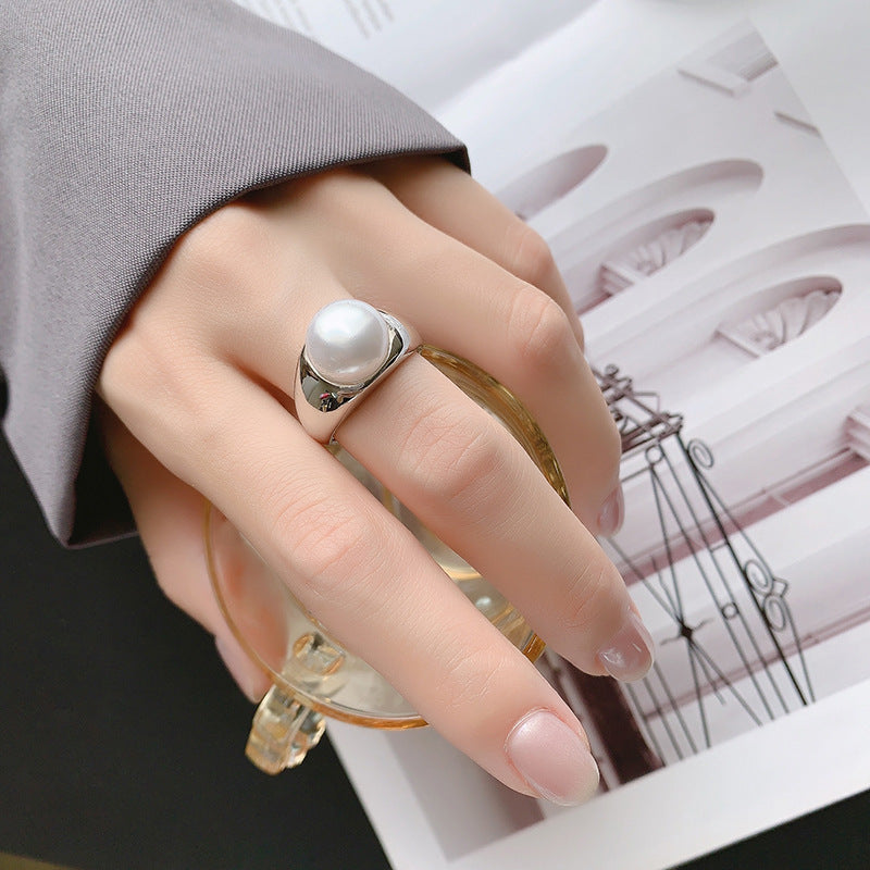 Anillo de dedo índice con incrustaciones de circonio, diseño único, moda minoritaria