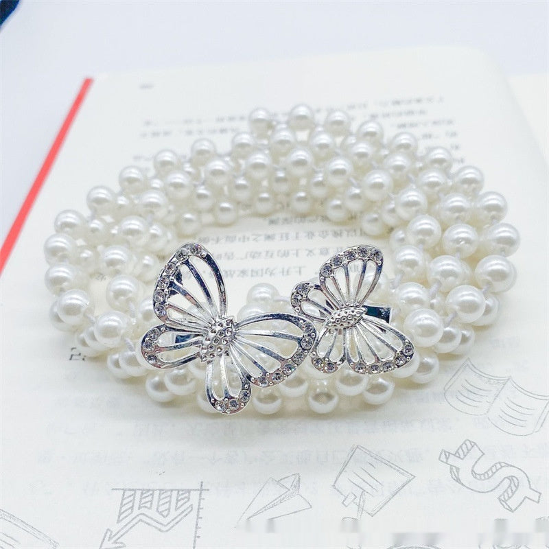 Joyería de moda para mujer, cadena de cintura con perlas blancas