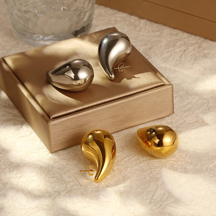 Pendientes de gota de acero inoxidable de moda para mujer