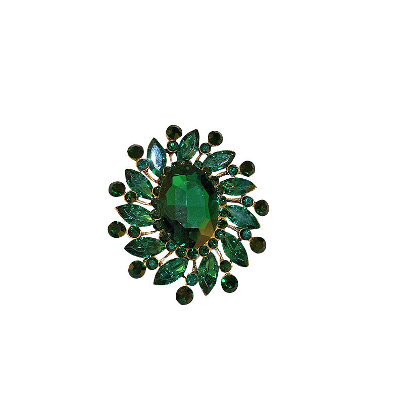 Broche delicada francesa de esmeraldas y diamantes