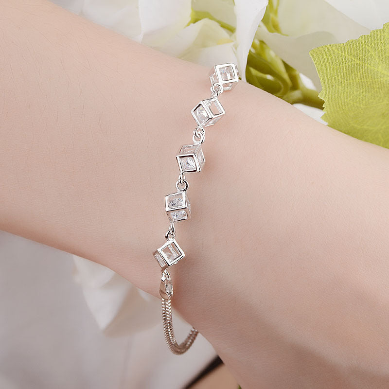 Halskette mit Zirkonia-Kristall-Würfel für Damen
