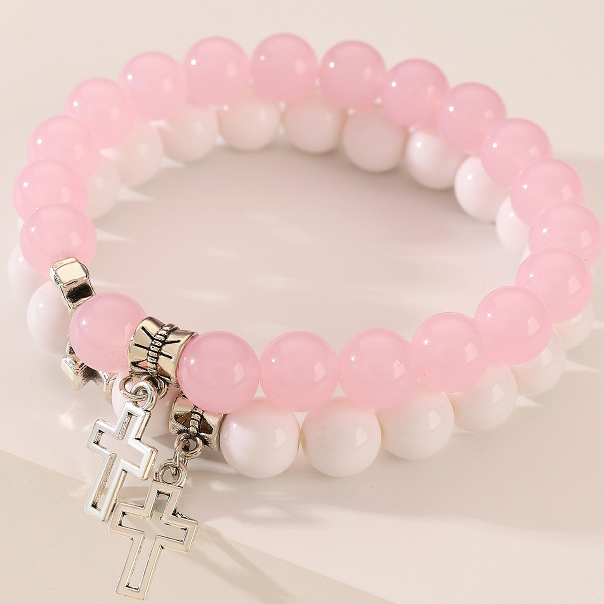 Hollow Cross Color Beaded Bracelet