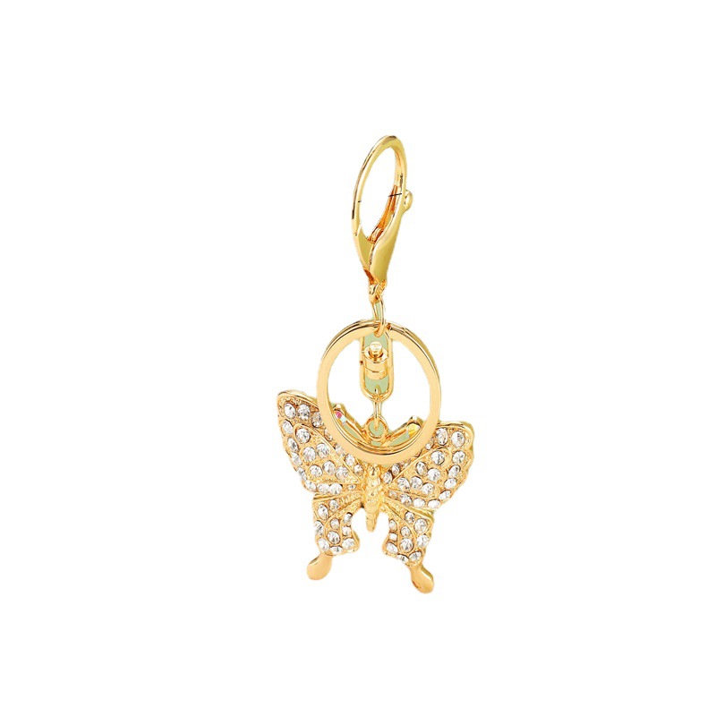 Llavero con colgante de bolso de moda con diamantes