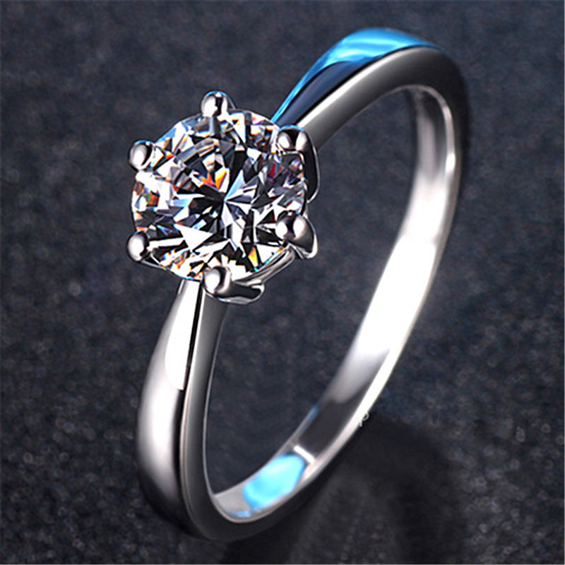 Anillo de pareja Anillo de diamantes Plata de ley chapada en oro