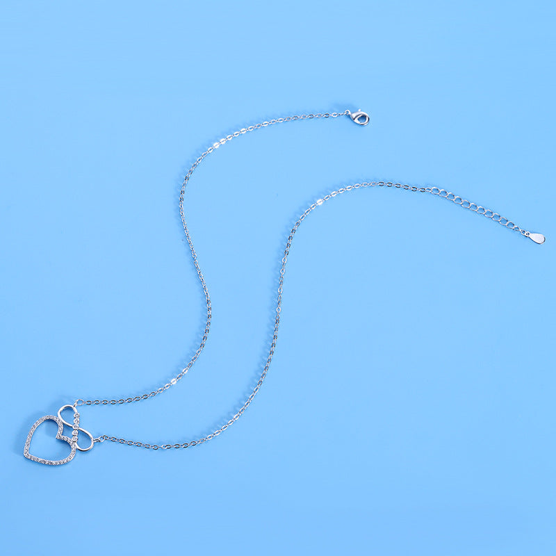 Herzförmige Schleife Zirkon-Anhänger Schlüsselbeinkette Schmuck Halskette