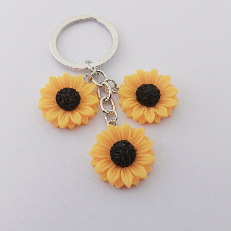 Llavero Girasol Dorado Bonito Sencillo Colgante para Bolso Maleta