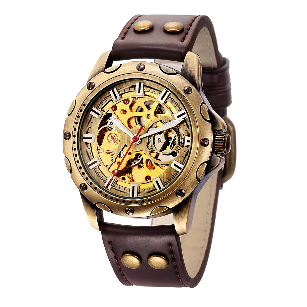Herren Skelett Steampunk Automatische Mechanische Uhr