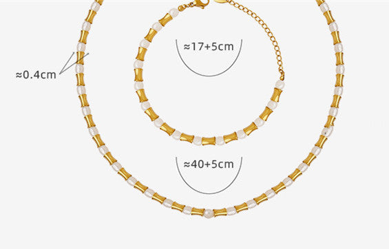 Heavy Industry Exaggerated Geometry Freshwater Pearl Necklace Bracelet